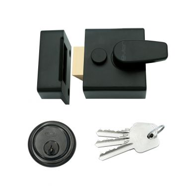 Click Here To Enlarge This Photo Of ZNL40PCB - Zoo Hardware 40mm Narrow Nightlatch c/w 5 Pin Cylinder - Powder Coated Black