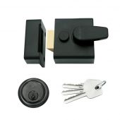 ZNL40PCB - Zoo Hardware 40mm Narrow Nightlatch c/w 5 Pin Cylinder - Powder Coated Black