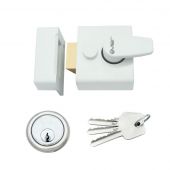 ZNL40PCW - Zoo Hardware 40mm Narrow Nightlatch c/w 5 Pin Cylinder - Powder Coated White