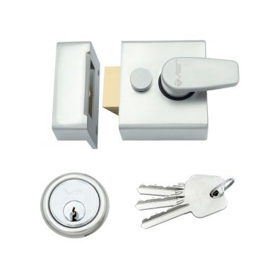 Click Here To Enlarge This Photo Of ZNL40SC - Zoo Hardware 40mm Narrow Nightlatch c/w 5 Pin Cylinder - Satin Chrome