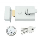 ZNL60PCW - Zoo Hardware 60mm Standard Nightlatch c/w 5 Pin Cylinder - Powder Coated White