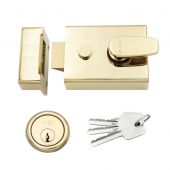 ZNL60EB - Zoo Hardware 60mm Standard Nightlatch c/w 5 Pin Cylinder - Electro Brass