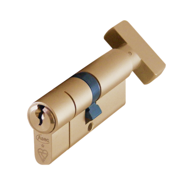 Click Here To Enlarge This Photo Of AS10165 - ASEC Kite British Standard 1 Star Kitemarked Euro Key & Turn Cylinder - 75mm 35/T40 (30/10/T35) KD Satin Brass