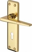 KEN6800-PB Heritage Brass Door Handle Lever Lock Kendal Design Polished Brass Finish