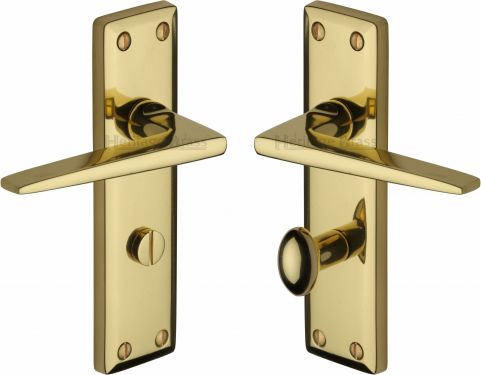 Click Here To Enlarge This Photo Of KEN6830-PB Heritage Brass Door Handle For Bathroom Kendal Design Polished Brass Finish