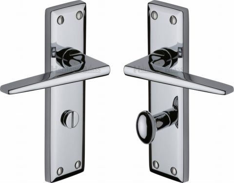 Click Here To Enlarge This Photo Of KEN6830-PC Heritage Brass Door Handle For Bathroom Kendal Design Polished Chrome Finish