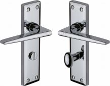 KEN6830-PC Heritage Brass Door Handle For Bathroom Kendal Design Polished Chrome Finish