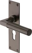 BAU7348-MB Heritage Brass Door Handle For Euro Profile Plate Bauhaus Design Matt Bronze Finish