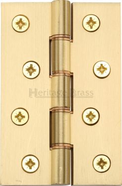 Click Here To Enlarge This Photo Of HG99-350-SB Heritage Brass Hinge Brass with Phosphor Washers 4" x 2 ⅝" Satin Brass Finish