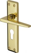 KEN6848-PB Heritage Brass Door Handle For Euro Profile Plate Kendal Design Polished Brass Finish