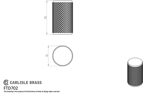 Click Here To Enlarge This Photo Of FTD702CP - Carlisle Brass Fingertip Design Knurled Knob 18mm dia (30mm projection) Polished Chrome