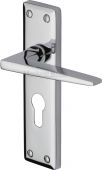 KEN6848-PC Heritage Brass Door Handle For Euro Profile Plate Kendal Design Polished Chrome Finish