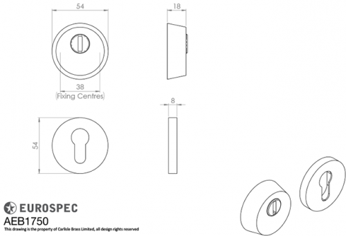 Click Here To Enlarge This Photo Of AEB1750SSS - Carlisle Brass Eurospec Set of 2* British Standatd Security Escutcheons to Suit Euro Profile Cylinders Satin Stainless Steel