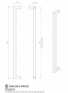 Click Here To Enlarge This Photo Of FTD401FCP - Carlisle Brass Fingertip Design Block Handle 330mm (320mm c/c) Polished Chrome