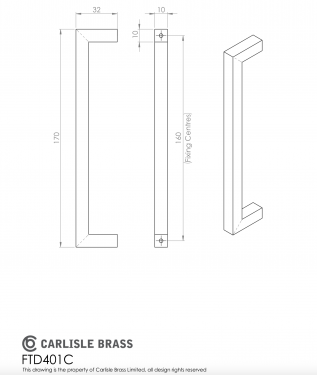 Click Here To Enlarge This Photo Of FTD401CCP - Carlisle Brass Fingertip Design Block Handle 170mm (160mm c/c) Polished Chrome