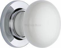 5010-PC Heritage Brass White Mortice Knob with Polished Chrome Base