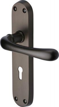 Click Here To Enlarge This Photo Of LUN5300-MB Heritage Brass Door Handle Lever Lock Luna Design Matt Bronze Finish
