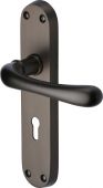 LUN5300-MB Heritage Brass Door Handle Lever Lock Luna Design Matt Bronze Finish