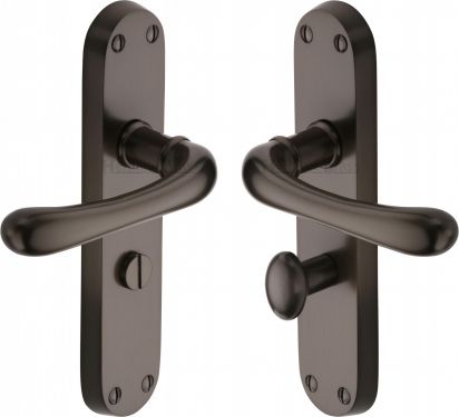 Click Here To Enlarge This Photo Of LUN5330-MB Heritage Brass Door Handle For Bathroom Luna Design Matt Bronze Finish