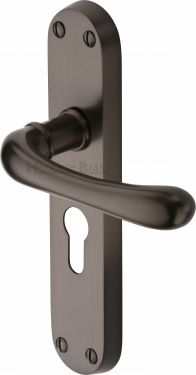 Click Here To Enlarge This Photo Of LUN5348-MB Heritage Brass Door Handle For Euro Profile Plate Luna Design Matt Bronze Finish
