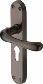 LUN5348-MB Heritage Brass Door Handle For Euro Profile Plate Luna Design Matt Bronze Finish