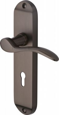 Click Here To Enlarge This Photo Of MAY7600-MB Heritage Brass Door Handle Lever Lock Maya Design Matt Bronze Finish