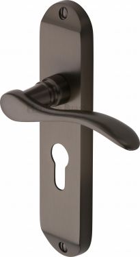 Click Here To Enlarge This Photo Of MAY7648-MB Heritage Brass Door Handle For Euro Profile Plate Maya Design Matt Bronze Finish