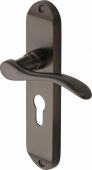 MAY7648-MB Heritage Brass Door Handle For Euro Profile Plate Maya Design Matt Bronze Finish