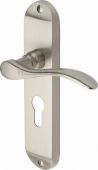 MAY7648-SN Heritage Brass Door Handle For Euro Profile Plate Maya Design Satin Nickel Finish