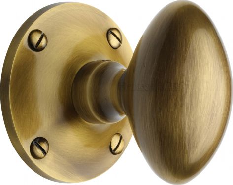 Click Here To Enlarge This Photo Of MAY960-AT Heritage Brass Mortice Knob on Rose Mayfair Design Antique Brass Finish