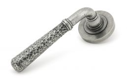 45655 From The Anvil Pewter Hammered Newbury Lever on Rose Set (Plain)