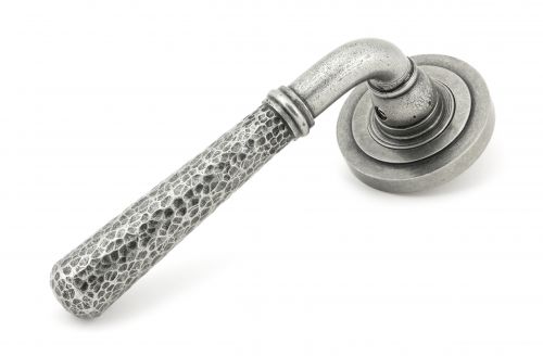 Click Here To Enlarge This Photo Of 45656 From The Anvil Pewter Hammered Newbury Lever on Rose Set (Art Deco)