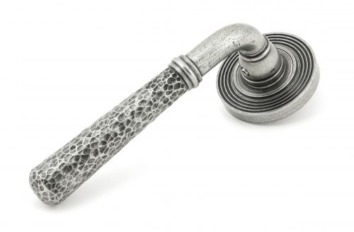 Click Here To Enlarge This Photo Of 45657 From The Anvil Pewter Hammered Newbury Lever on Rose Set (Beehive)