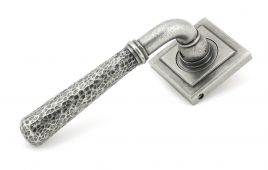 45658 From The Anvil Pewter Hammered Newbury Lever on Rose Set (Square)