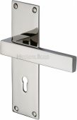 MET4900-PNF Heritage Brass Door Handle Lever Lock Metro Design Polished Nickel Finish