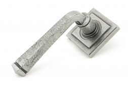 49968 From The Anvil Pewter Avon Round Lever on Rose Set (Square) - Unsprung