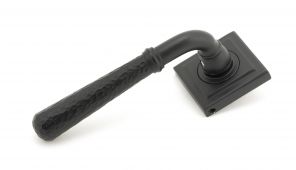 49988 From The Anvil Matt Black Hammered Newbury Lever on Rose Set (Square) - Unsprung