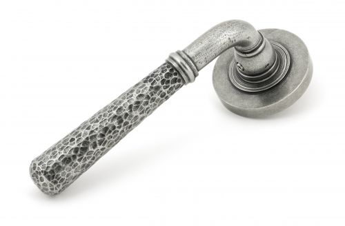 Click Here To Enlarge This Photo Of 49989 From The Anvil Pewter Hammered Newbury Lever on Rose Set (Plain) - Unsprung