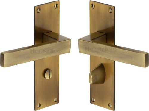 Click Here To Enlarge This Photo Of MET4930-AT Heritage Brass Door Handle For Bathroom Metro Design Antique Brass Finish