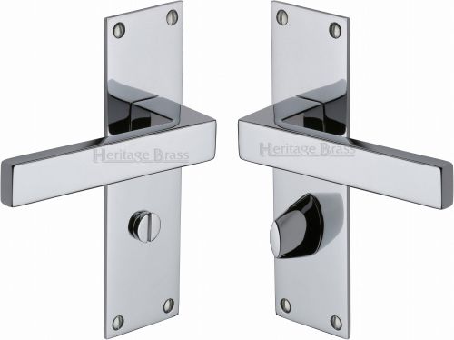 Click Here To Enlarge This Photo Of MET4930-PC Heritage Brass Door Handle For Bathroom Metro Design Polished Chrome Finish
