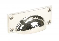 46037 From The Anvil Polished Nickel Hammered Art Deco Drawer Pull