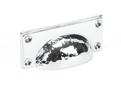 46038 From The Anvil Polished Chrome Hammered Art Deco Drawer Pull