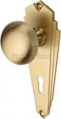 BR1800-SB Heritage Brass Mortice Knob on Lock Plate Broadway Design Satin Brass Finish