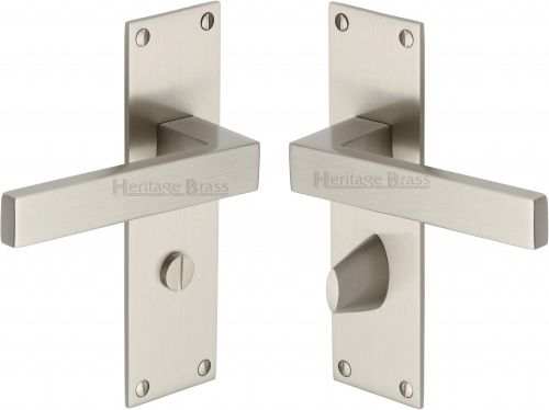 Click Here To Enlarge This Photo Of MET4930-SN Heritage Brass Door Handle For Bathroom Metro Design Satin Nickel Finish