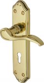 MM624-PB Heritage Brass Door Handle Lever Lock Verona Small Design Polished Brass Finish