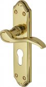 MM625-PB Heritage Brass Door Handle For Euro Profile Plate Verona Small Design Polished Brass Finish