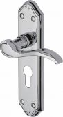 MM625-PC Heritage Brass Door Handle For Euro Profile Plate Verona Small Design Polished Chrome Finish