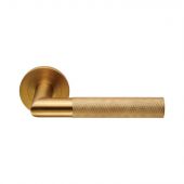 SWL1169SPVD - Carlisle Brass Eurospec 'Crown' Knurled Lever on Round Rose (G304) Satin Brass PVD
