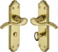 MM628-PB Heritage Brass Door Handle For Bathroom Verona Small Design Polished Brass Finish