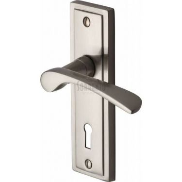 Click Here To Enlarge This Photo Of BOS1000-SN M.Marcus Sorrento Door Handle Lever Lock Boston Design Satin Nickel Finish